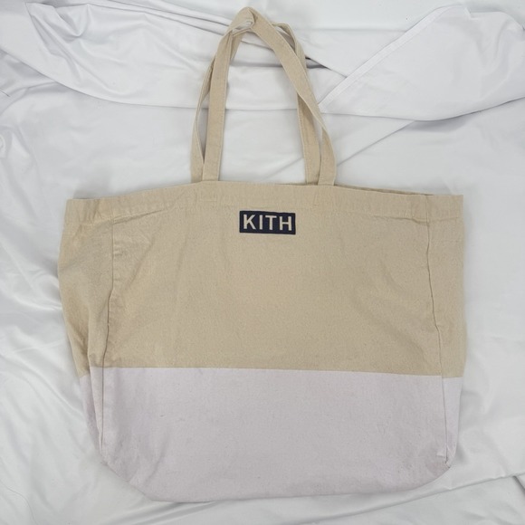 Kith Handbags - KITH Tote Bag Canvas Cream Large Carryall Shopping Logo Streetwear Dual Straps